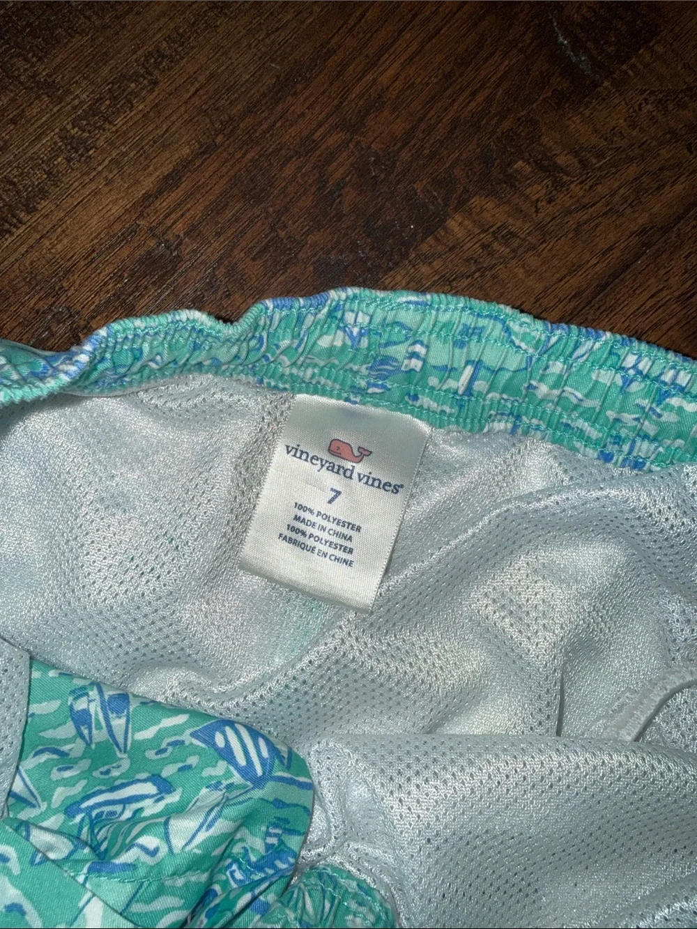 2-Pack Vineyard Vines Swim Trunks — Coral Fish & Mint Sailboat. BOYS SIZE 6/7.